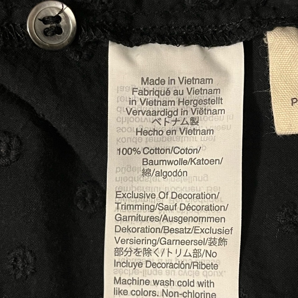 Madewell Black Button-Up Embroidered Blouse, size Large - Picture 4 of 8